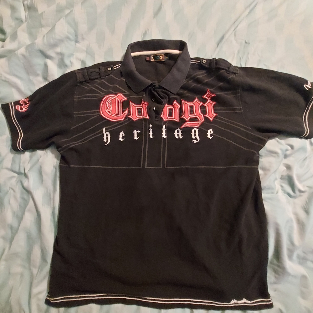 COOGI HERITAGE 2XL POLO  SHIRT BLACK HEAVY AUSTRALIA‎ BIGGIE RAP HIPHOP